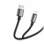 Дата кабель USB 2.0 AM to Lightning 1.0m 3A zinc alloy braided black ColorWay (CW-CBUL098-BK)