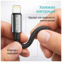 Дата кабель USB 2.0 AM to Lightning 1.0m 3A zinc alloy braided black ColorWay (CW-CBUL098-BK)