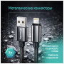Дата кабель USB 2.0 AM to Lightning 1.0m 3A zinc alloy braided black ColorWay (CW-CBUL098-BK)