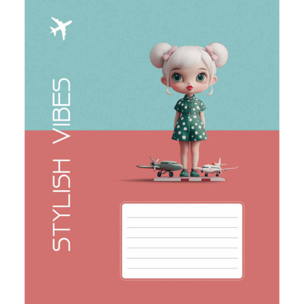 Зошит Школярик Stylish vibes 12 аркушів лінія (012-3568L)