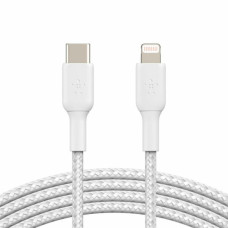 Дата кабель USB 2.0 AM to Lightning 1.0m braided white Belkin (CAA004BT1MWH)