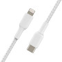 Дата кабель USB 2.0 AM to Lightning 1.0m braided white Belkin (CAA004BT1MWH)