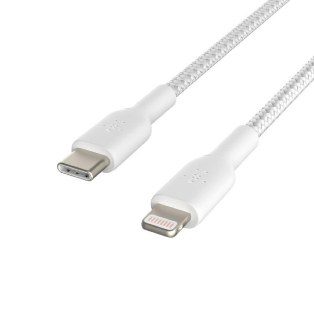 Дата кабель USB 2.0 AM to Lightning 1.0m braided white Belkin (CAA004BT1MWH)