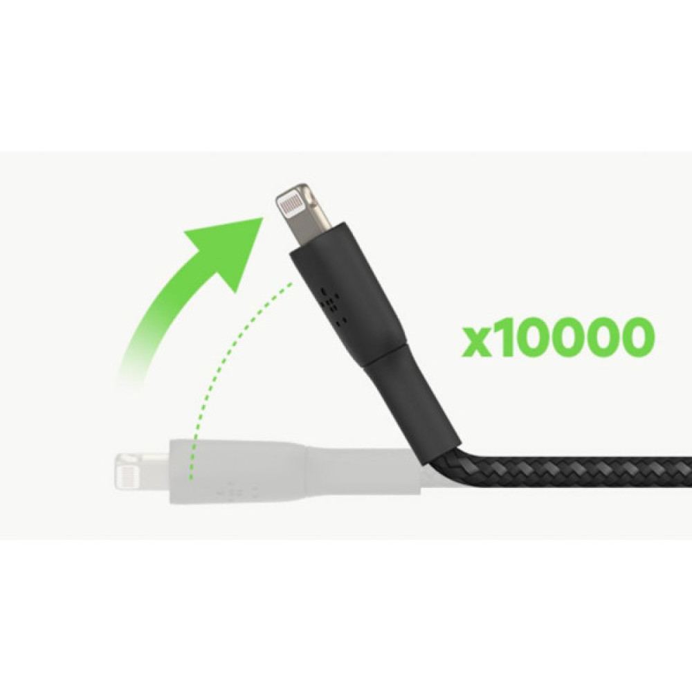 Дата кабель USB 2.0 AM to Lightning 1.0m braided white Belkin (CAA004BT1MWH)