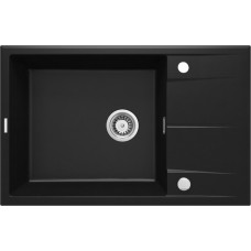 Мийка кухонна Deante Eridan, граніт, прямокут., з крилом, 780х500х210мм, чаша - 1, накладна, чорний