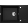 Мийка кухонна Deante Eridan, граніт, прямокут., з крилом, 780х500х210мм, чаша - 1, накладна, чорний
