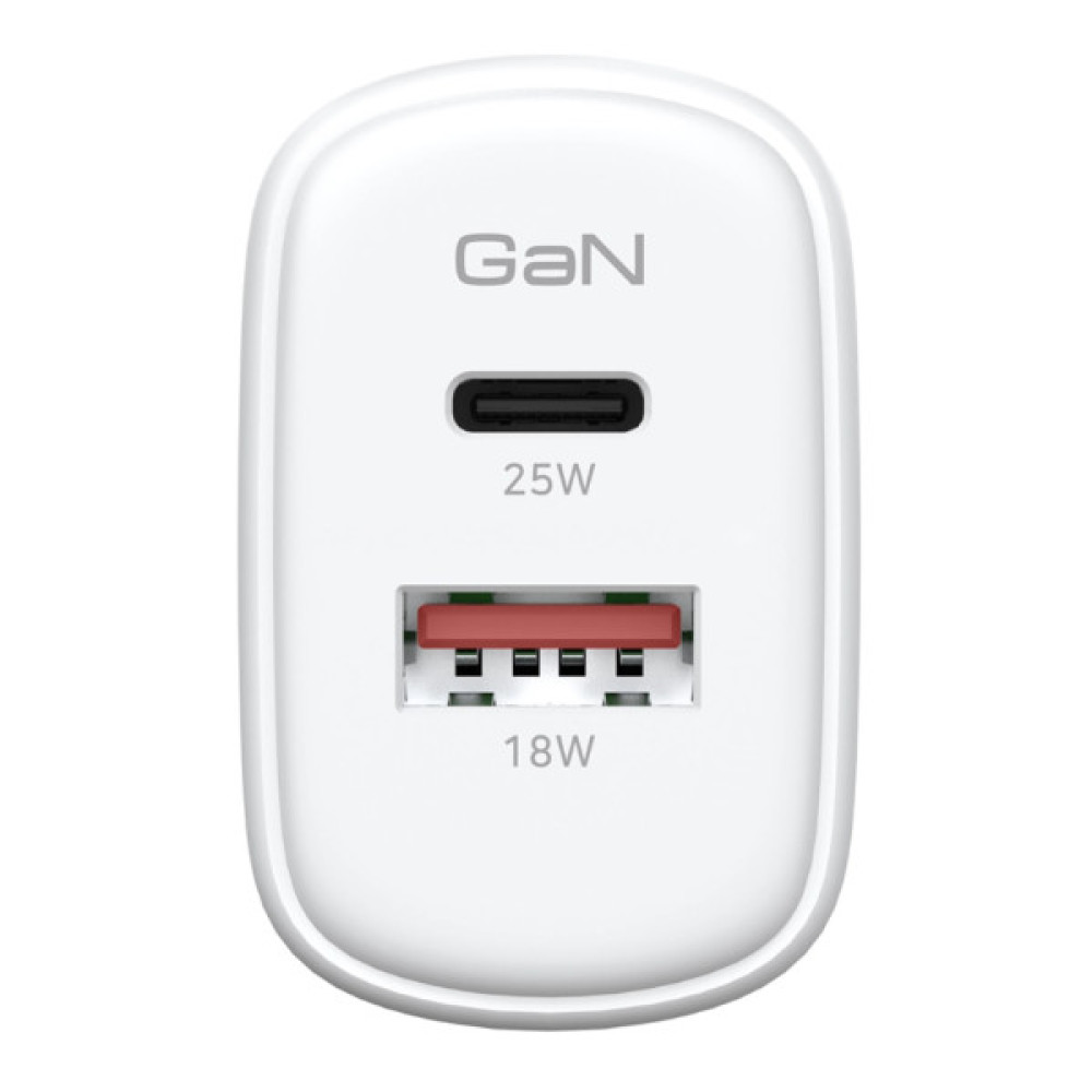 Зарядний пристрій Armorstandart 1xUSB-C PD20W + 1xUSB QC3.0 GaN white (ARM87067)