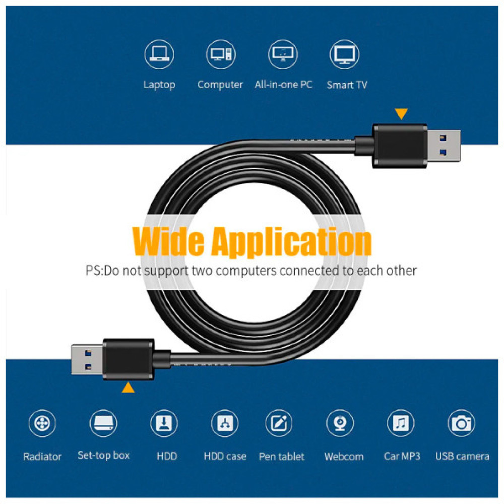 Дата кабель USB 2.0 AM/AM 0.5m 5Gbps Essager (EXCAA2-YTB01)