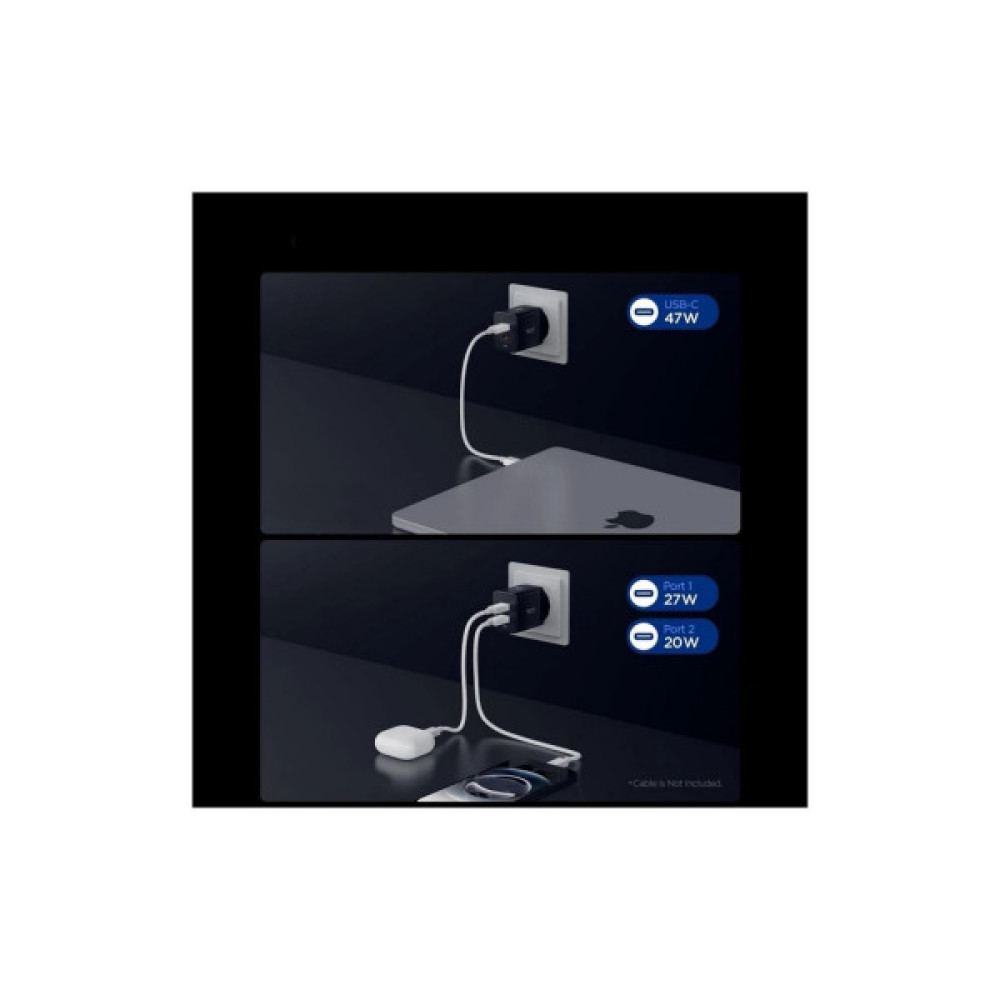 Зарядний пристрій Spigen 2xUSB-C PD 47W black (ACH09457)