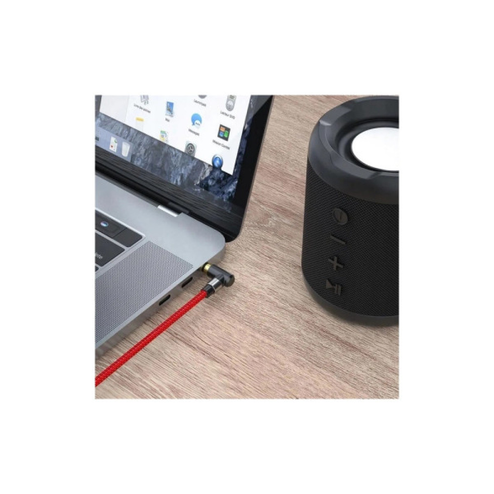 Кабель мультимедійний 3.5mm M to 3.5mm M 1.5m 90° corner red Essager (EYP35-WTA09)