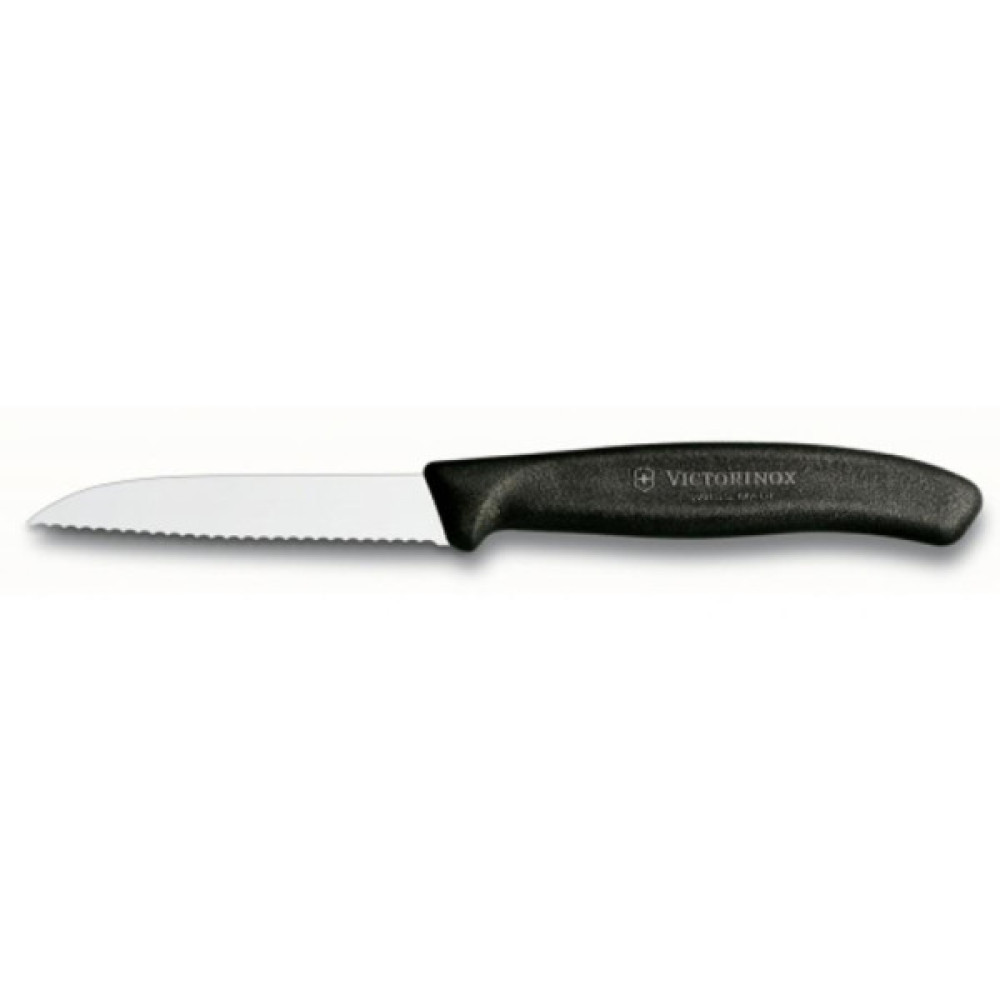 Кухонний ніж Victorinox SwissClassic для овощей 8см, волнистое лезвие, черный (6.7433)