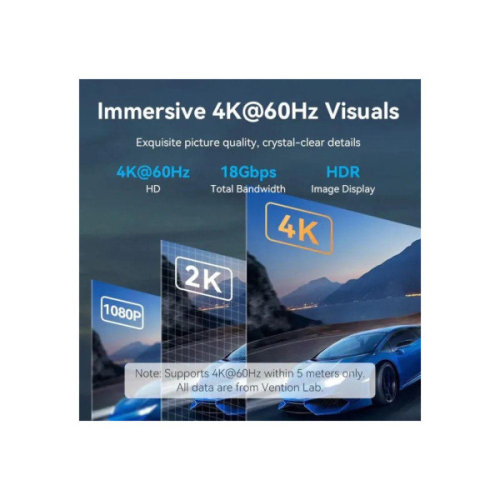 Кабель мультимедійний HDMI M to HDMI M 2.0m 4K60Hz black Vention (ALIBH)