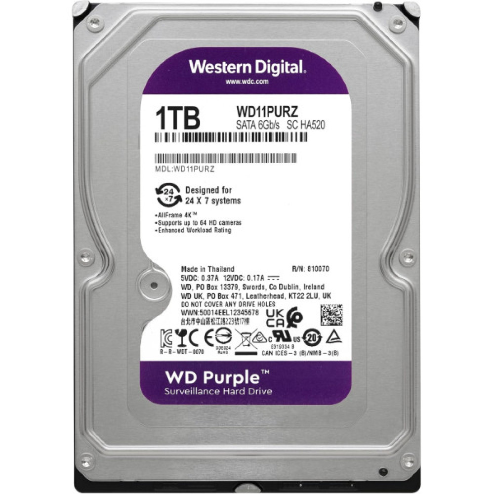 Жорсткий диск WD  1TB 3.5" 5400 64MB SATA Purple Surveillance