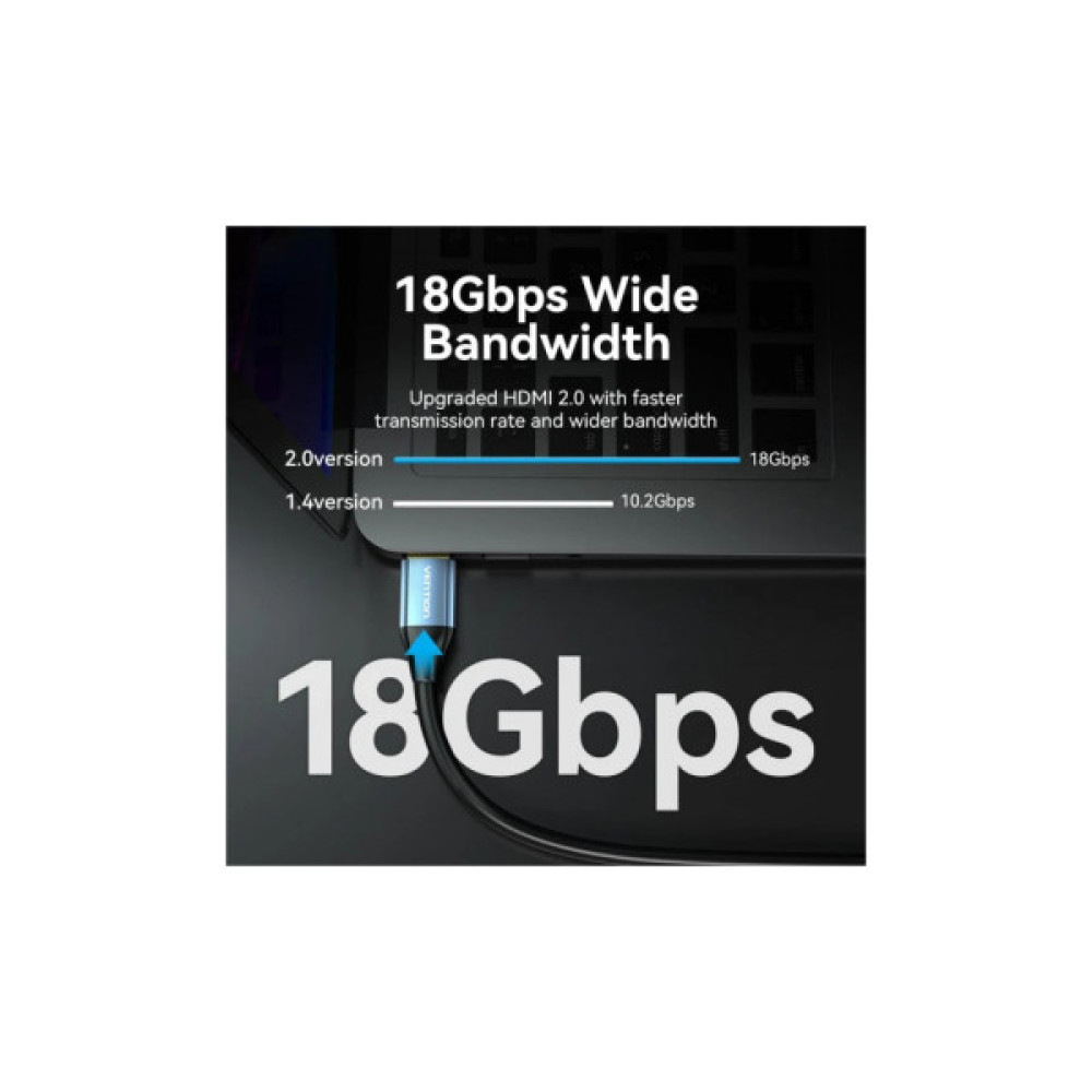 Кабель мультимедійний HDMI M to HDMI M 3.0m V2.0 4K60Hz aluminum alloy blue Vention (ALHSI)