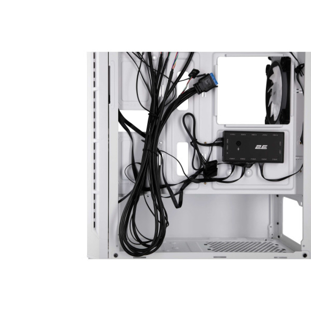 Корпус 2E GAMING Calleo GB700W без БЖ, 2xUSB3.0, 1xUSB2.0, 4x120мм ARGB, VGA 320мм, LCS ready, контролер з пультом, TG Side Window, mATX, білий