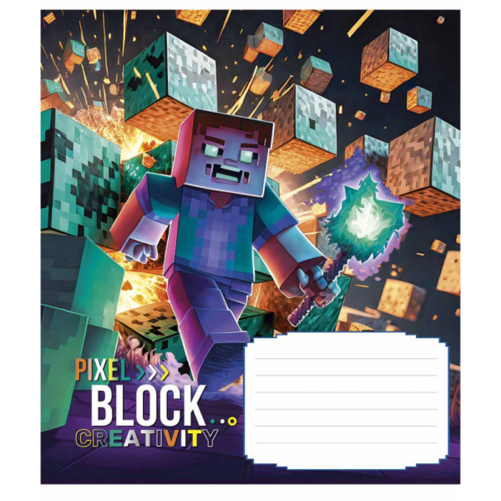 Зошит Школярик Pixel Block 12 аркушів лінія (012-3407L)