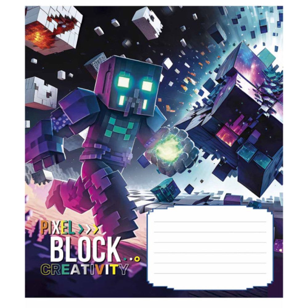 Зошит Школярик Pixel Block 12 аркушів лінія (012-3407L)