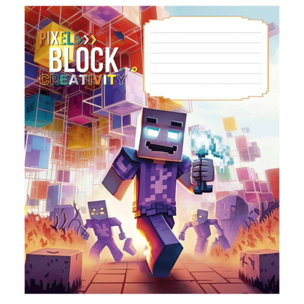 Зошит Школярик Pixel Block 12 аркушів лінія (012-3407L)