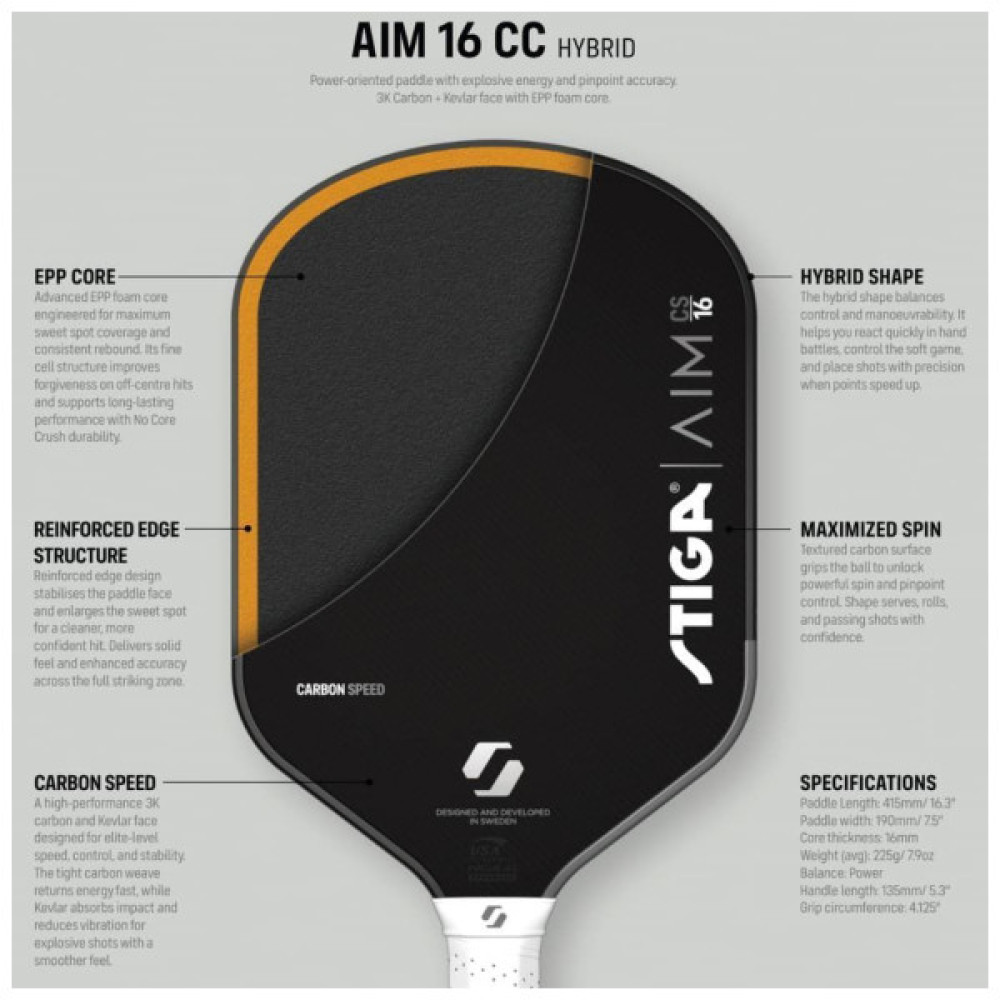 Ракетка для піклболу Stiga AIM CS 16 Hybrid (3203-0116-02) (932364)
