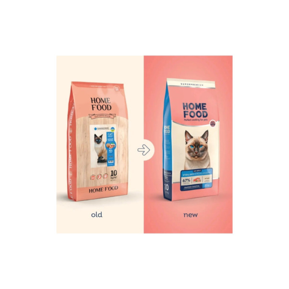 Сухий корм для кішок Home Food Hypoallergenic For sterilised морський коктейль 10 кг (4820235020590)