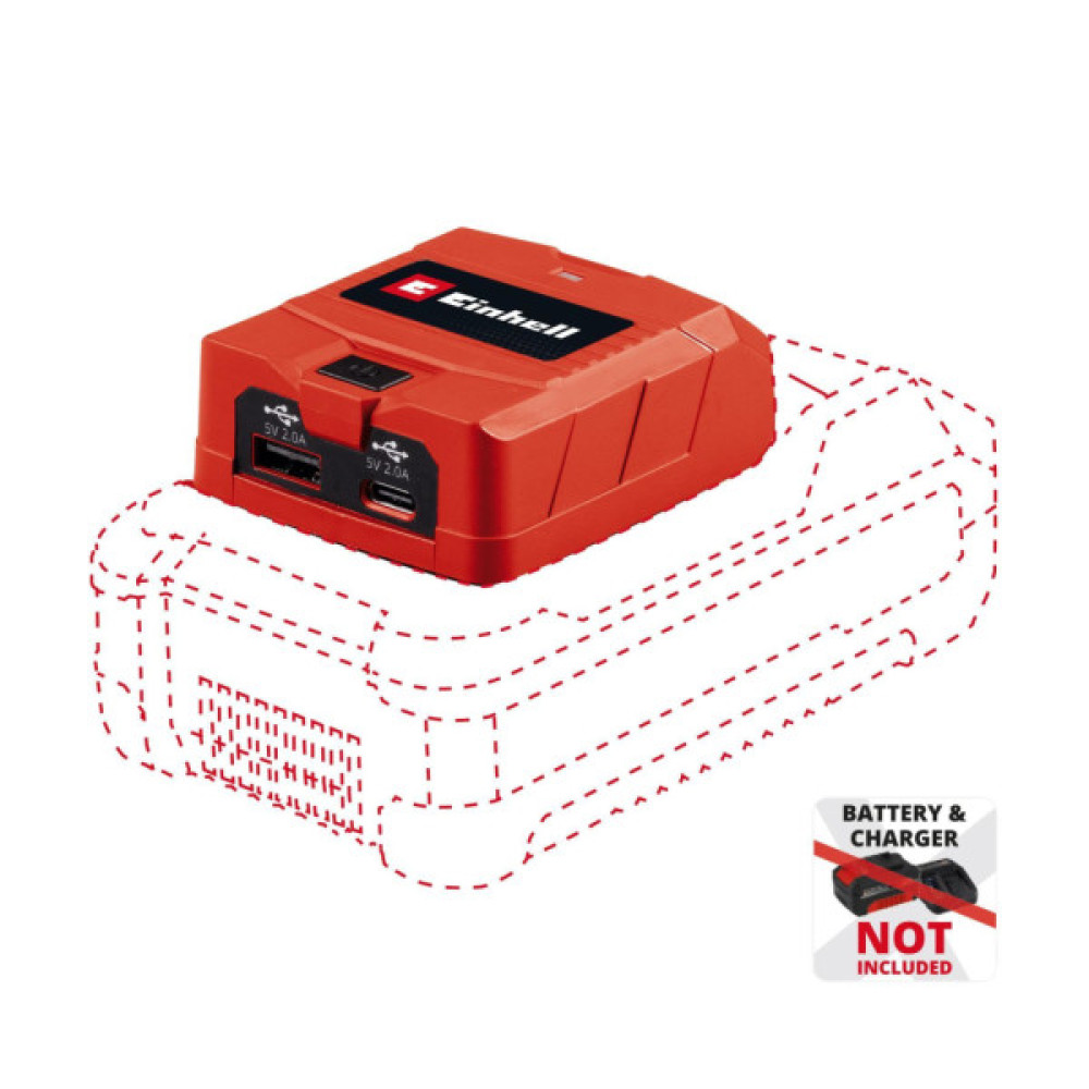 Зарядний пристрій Einhell USB акумуляторний TC-CP 18 Li USB A/C - Solo, PXC, 18В, Type-A/Type-C, 2A (4514148)