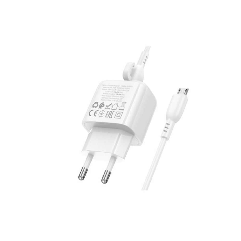 Зарядний пристрій BOROFONE BAS42A Potential USB QC3.0 + cable USB to Micro 5P White (6941991113796)