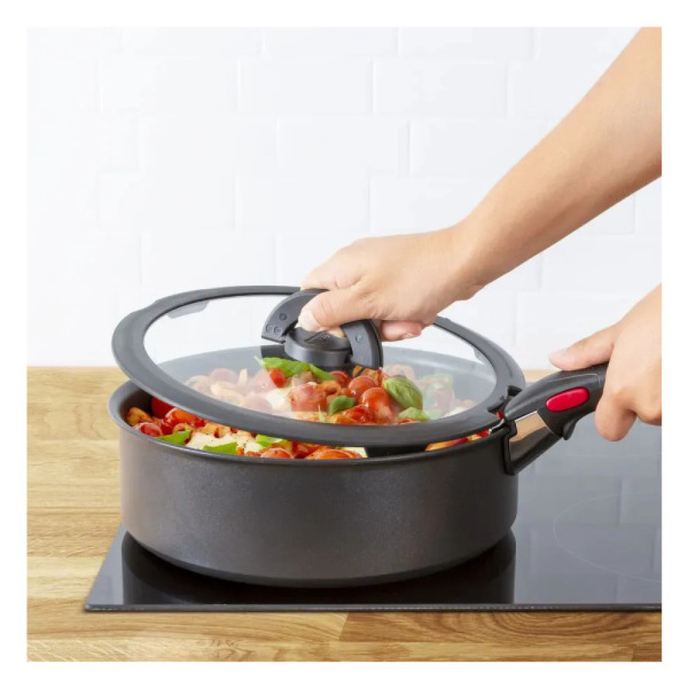 Кришка для посуду Tefal Ingenio, набір 3 шт, скло, пластик, чорний (L9849053)