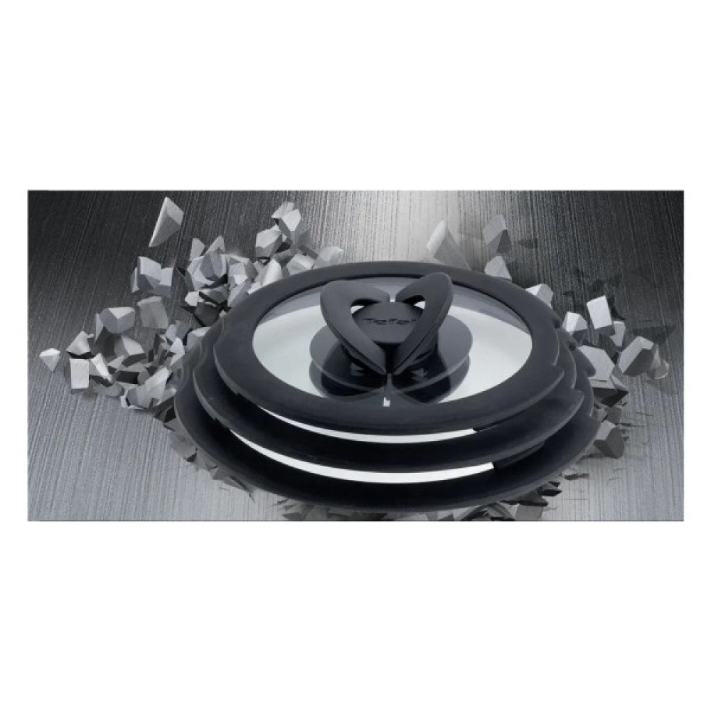 Кришка для посуду Tefal Ingenio, набір 3 шт, скло, пластик, чорний (L9849053)