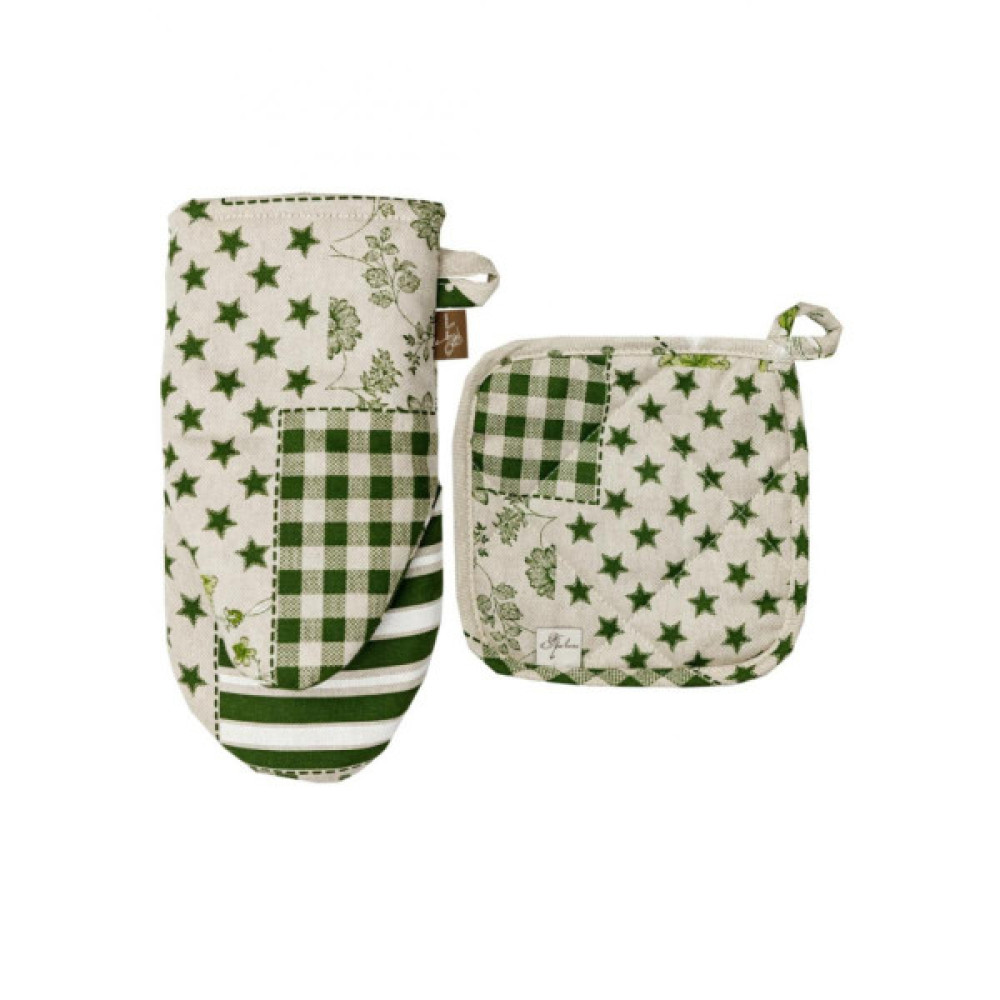 Кухонна прихватка Прованс Рукавичка Печворк зелений Господиня (031512)