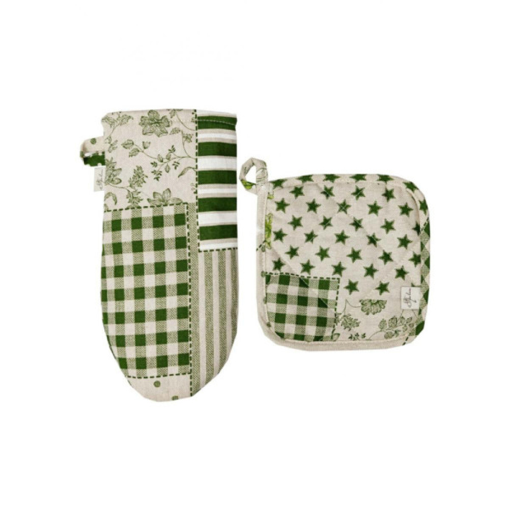 Кухонна прихватка Прованс Рукавичка Печворк зелений Господиня (031512)