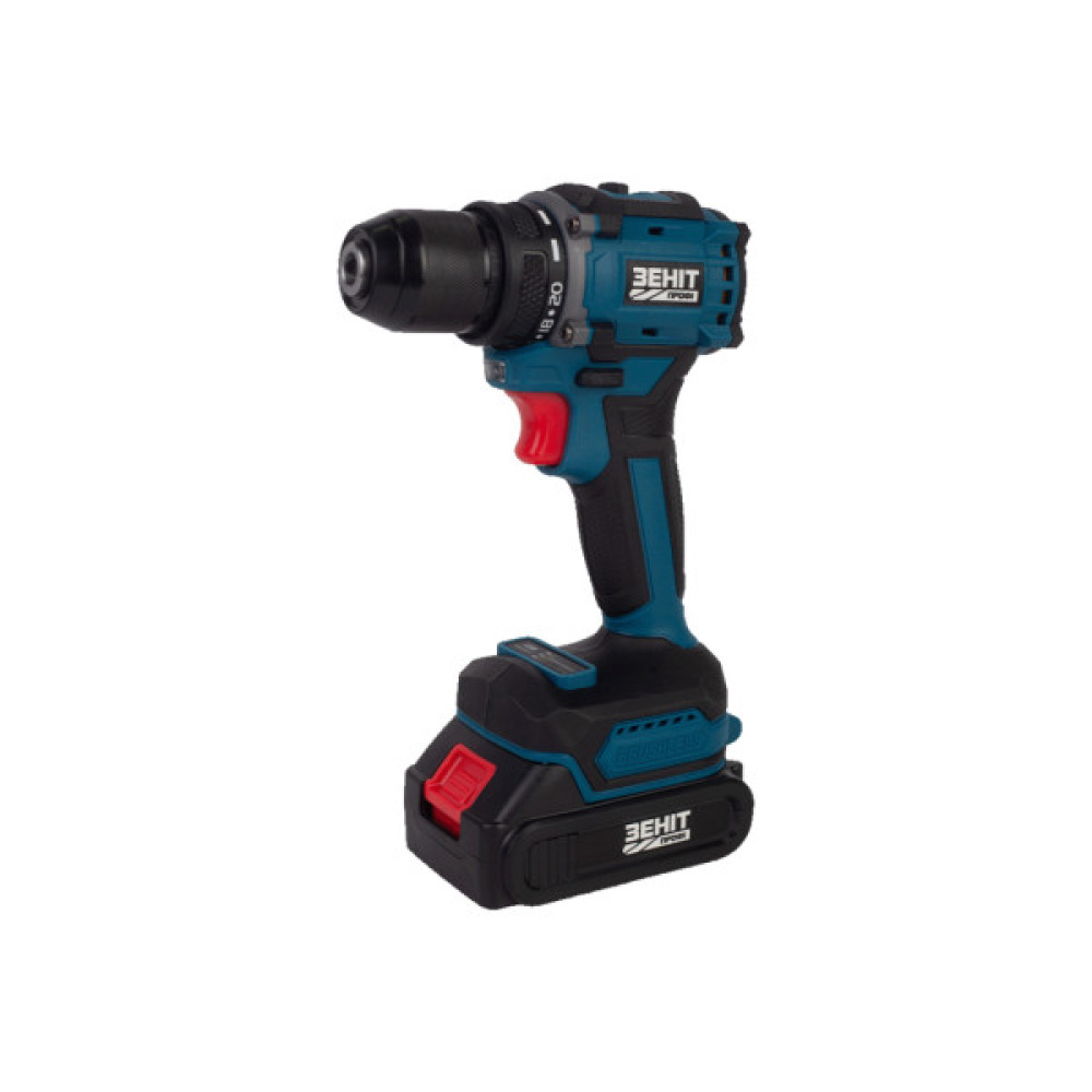 Шуруповерт Зеніт Профі ЗША-20/2 Li BL, 20V TekPower, 2x1.5Ah (854605)