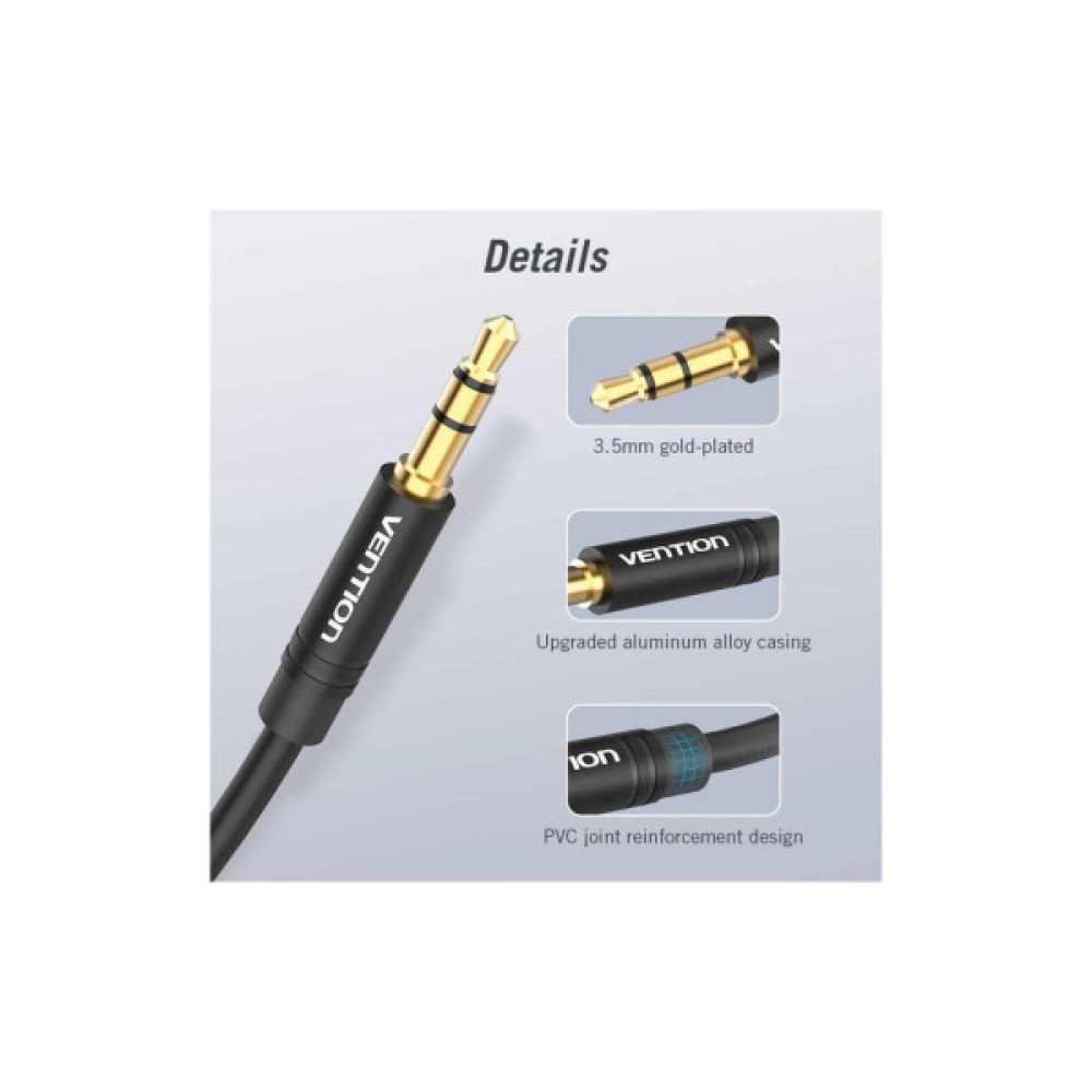 Кабель мультимедійний 3.5mm M to 2x3.5mm F 0.3m black Vention (BBWBY)