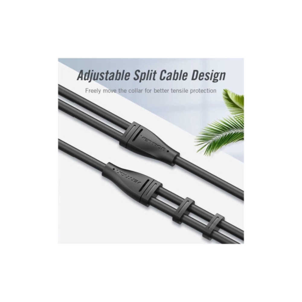 Кабель мультимедійний 3.5mm M to 2x3.5mm F 0.3m black Vention (BBWBY)