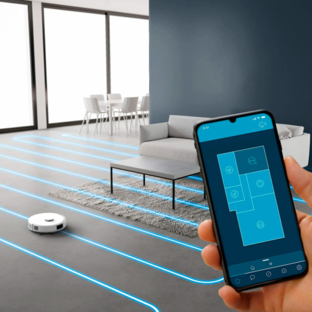 Робот-пилосос Rowenta миючий X-Plorer Serie 140 Total Care, 5000ПаВт, h=9.5см, 0.32л, конт пил -0.35л, вода - вологе прибирання, автон. робота до 120хв, білий