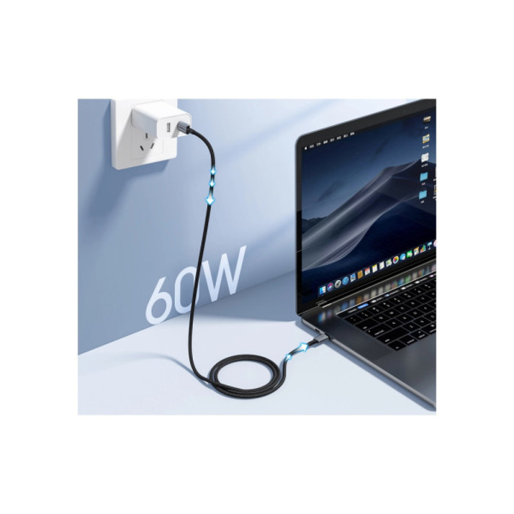 Дата кабель USB-C to USB-C 2.0m PD60W black Choetech (6932112105035)