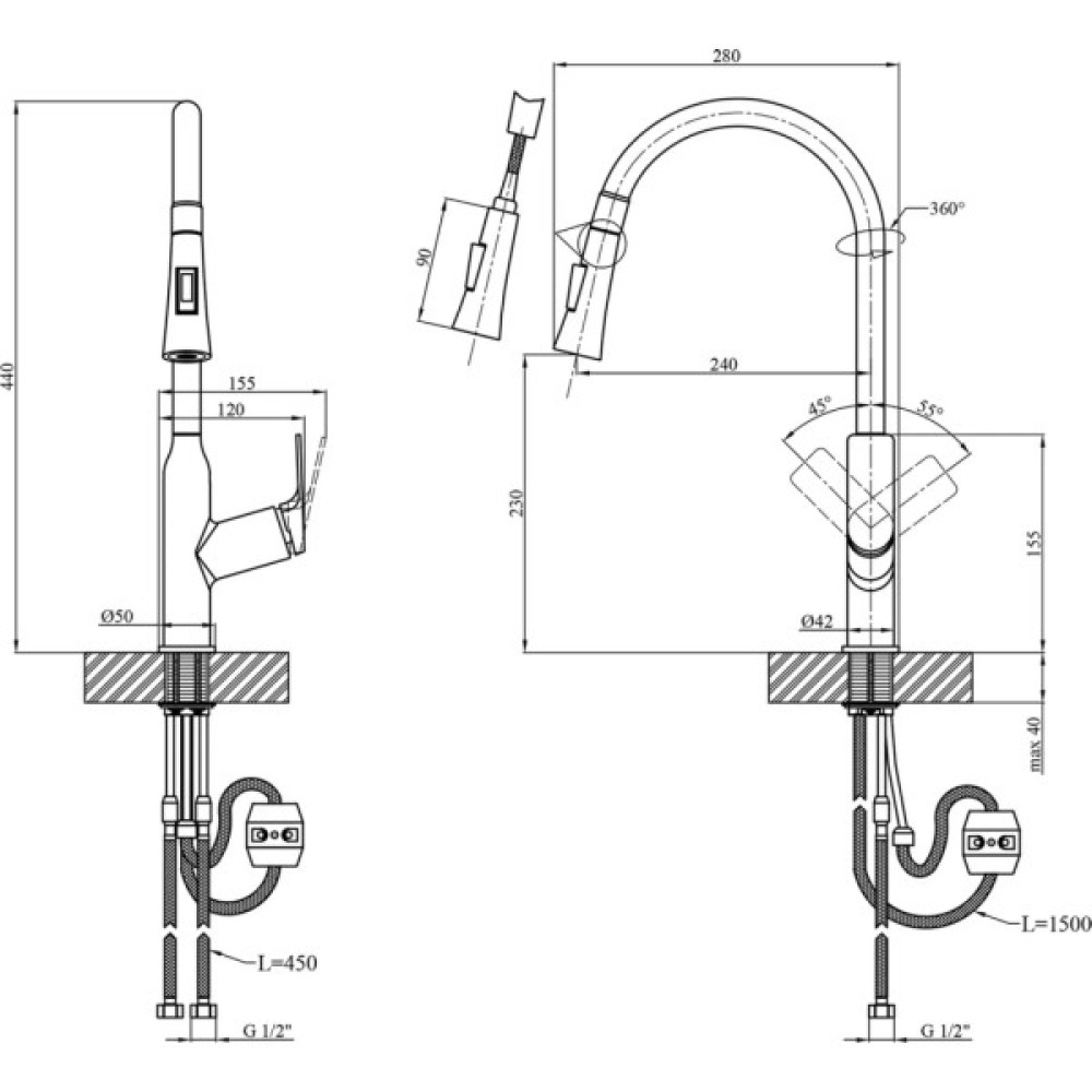Змішувач Kroner Graz-GRP030-T (CV031336)