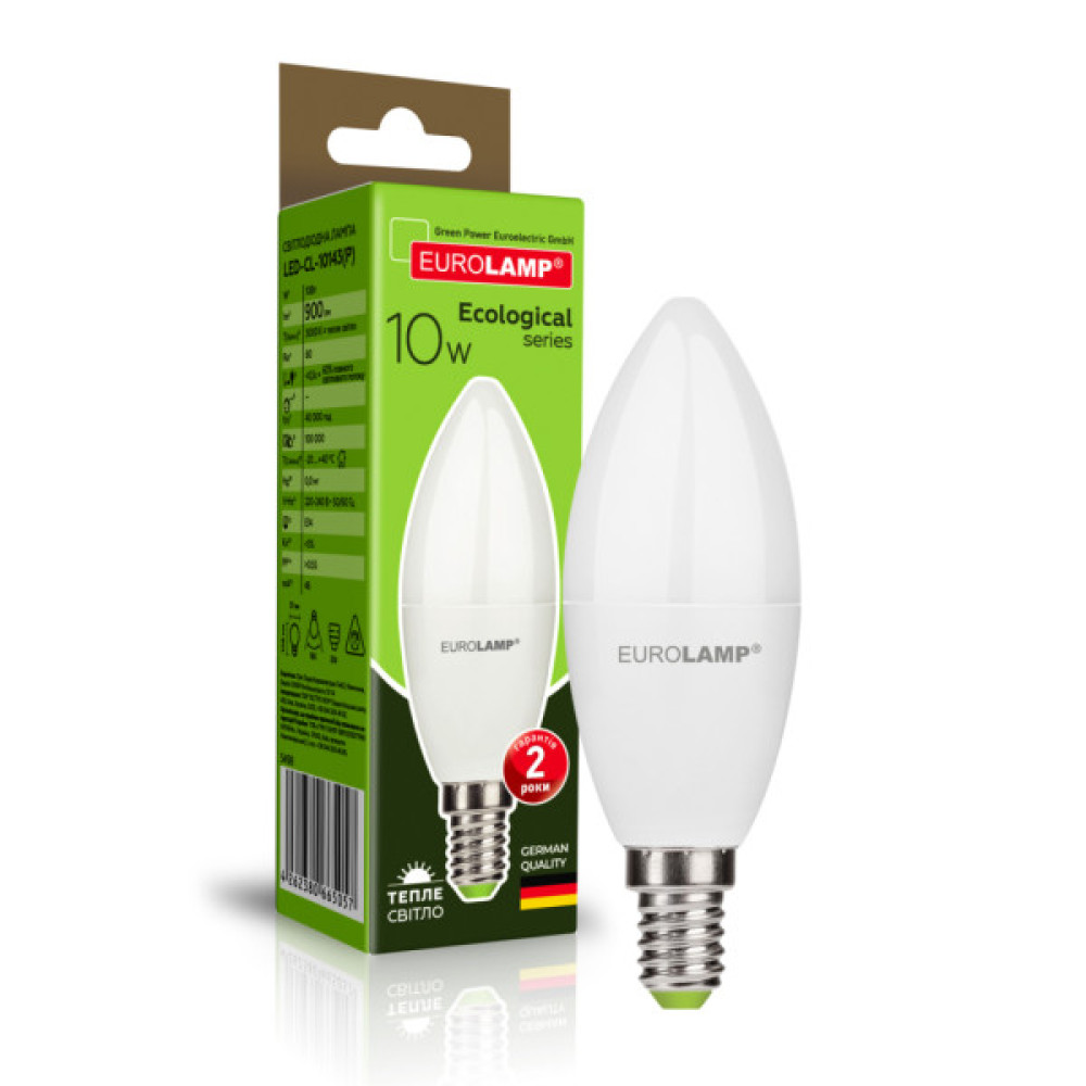 Лампочка Eurolamp LED Лампа EUROLAMP ECO серия "P" CL 10W 900 lm E14 3000K (LED-CL-10143(P))