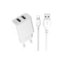 Зарядний пристрій XO L109 12W (2USB/2.4A) + USB - Lightning White (XO-L109-L)