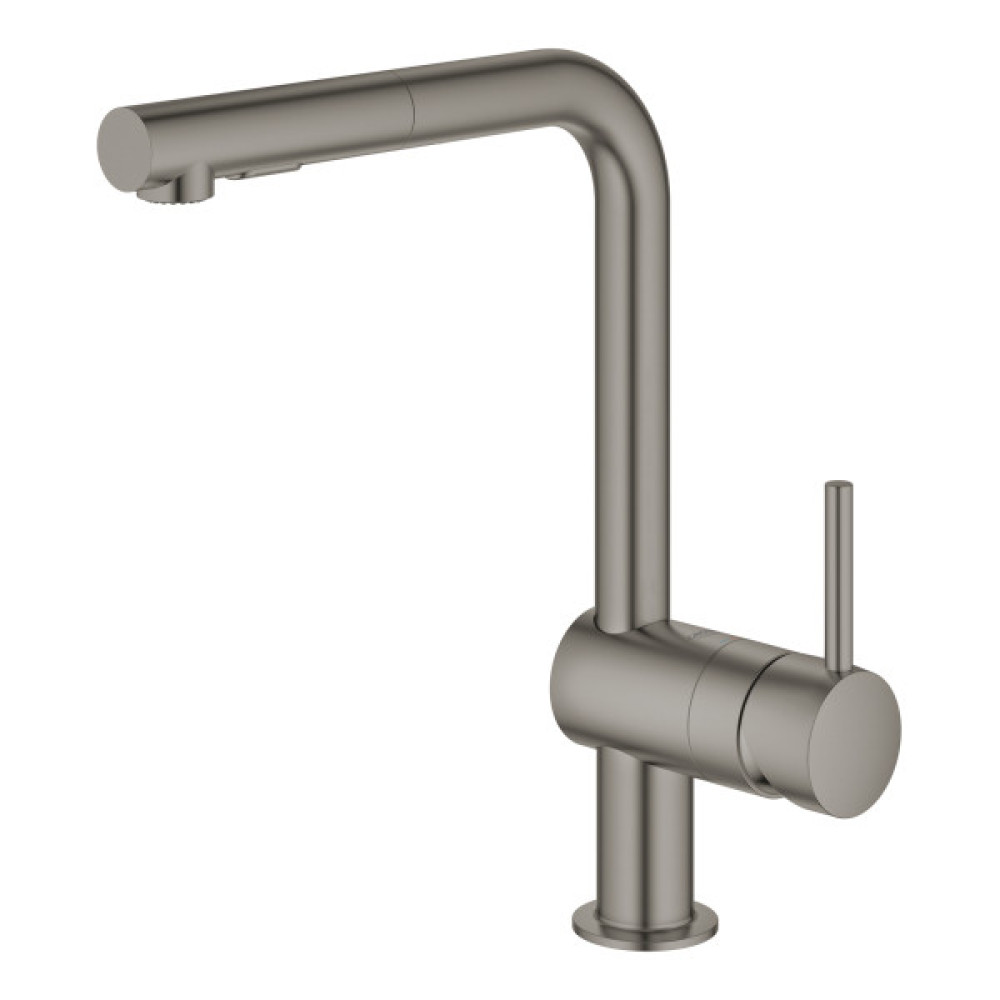 Змішувач для кухні Grohe Minta, довж.виливу - 223мм, поворотний/витяжний, 1важіль, матовий графіт