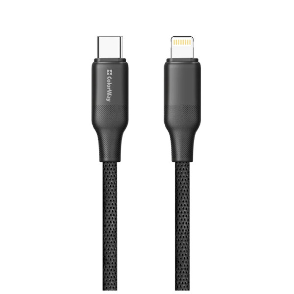 Дата кабель USB-C to Lightning 2.0m PD30W TPE embossed black ColorWay (CW-CBPDCL102-BK)