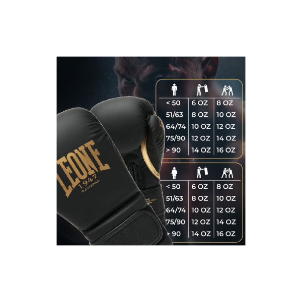 Боксерські рукавички Leone GN059D Black/Gold 10 унцій (GN059D_Bl/Gold_10oz)