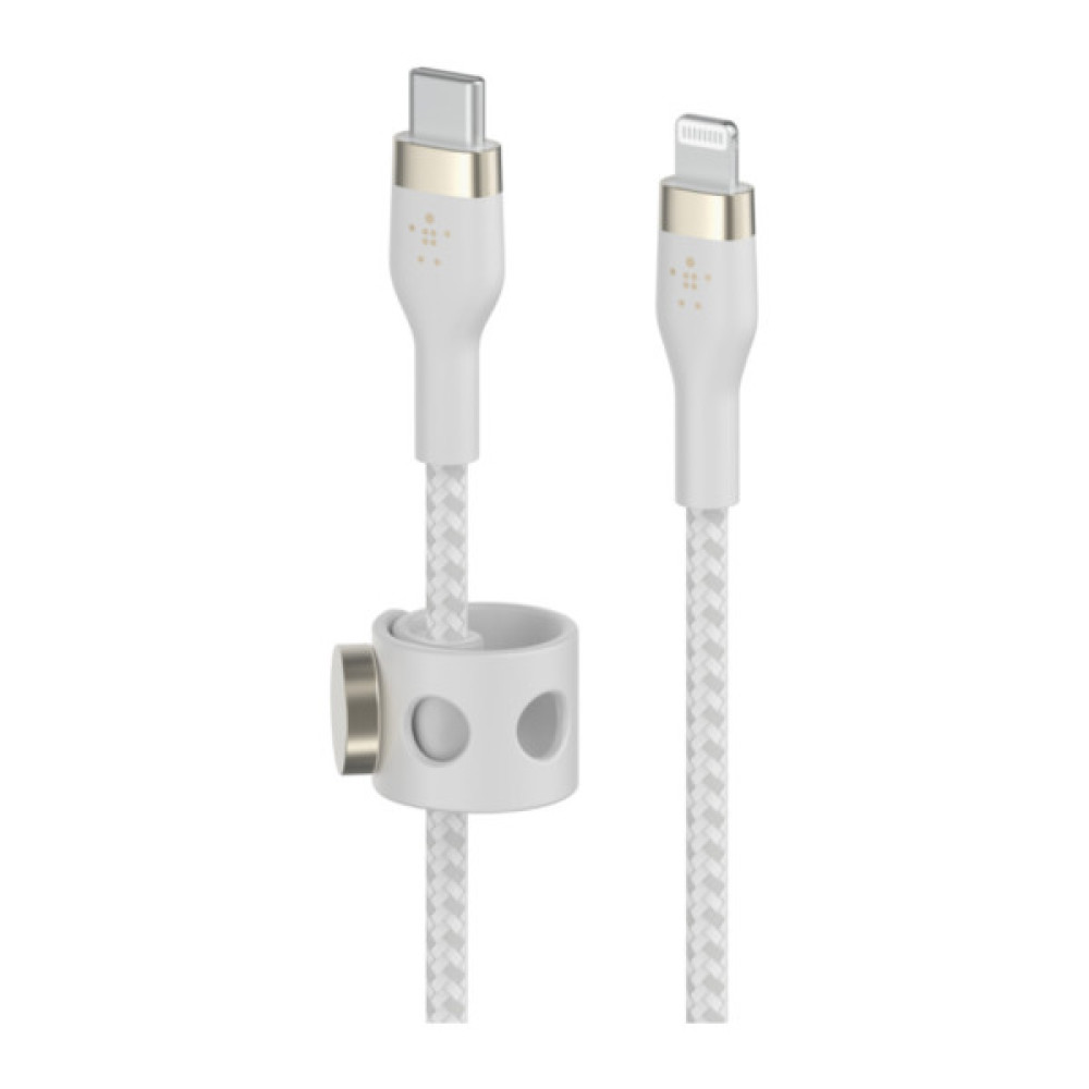 Дата кабель USB-C to Lightning 1.0m BRAIDED SILICONE white Belkin (CAA011BT1MWH)