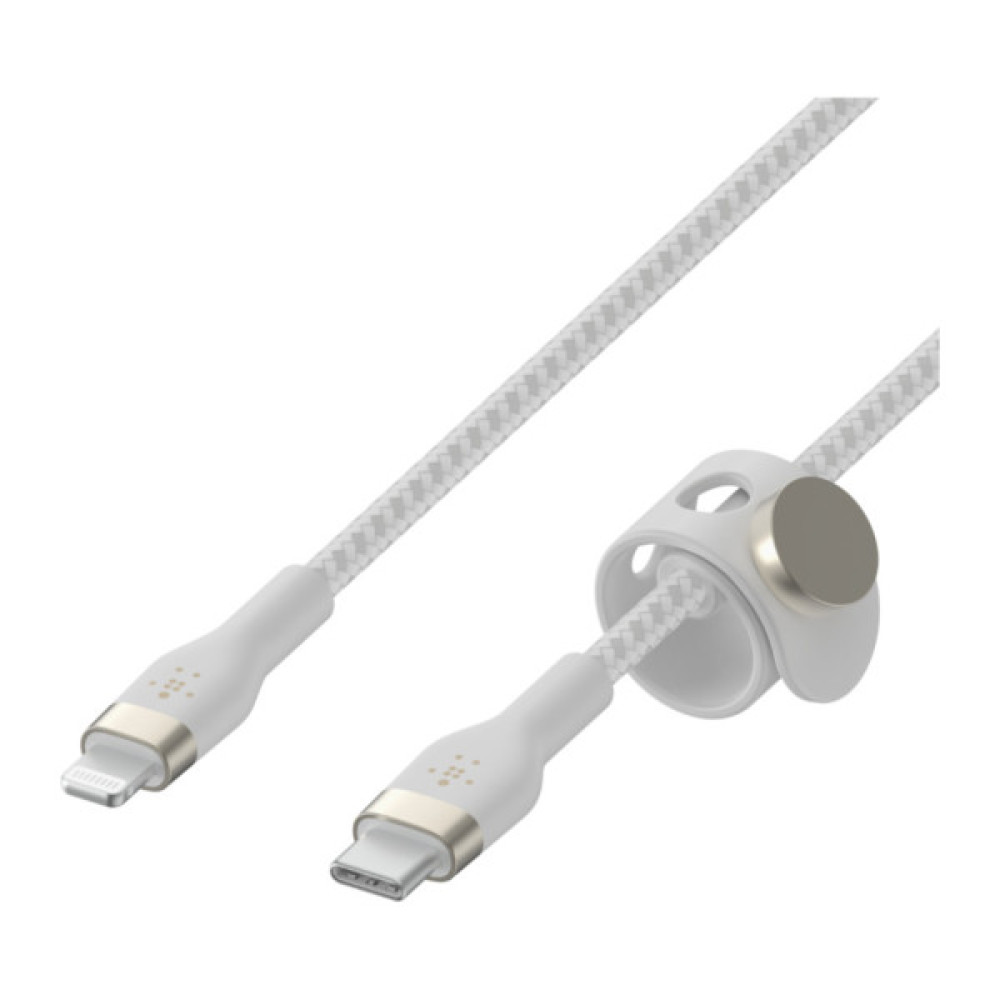 Дата кабель USB-C to Lightning 1.0m BRAIDED SILICONE white Belkin (CAA011BT1MWH)