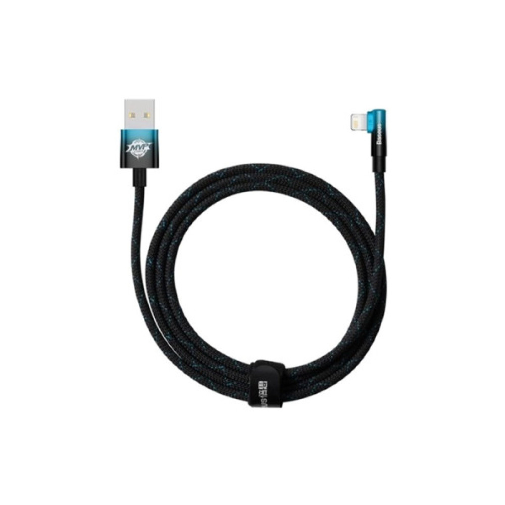 Дата кабель USB 2.0 AM to Lightning 2.0m 2.4A 90° corner black/blue Baseus (CAVP000121)