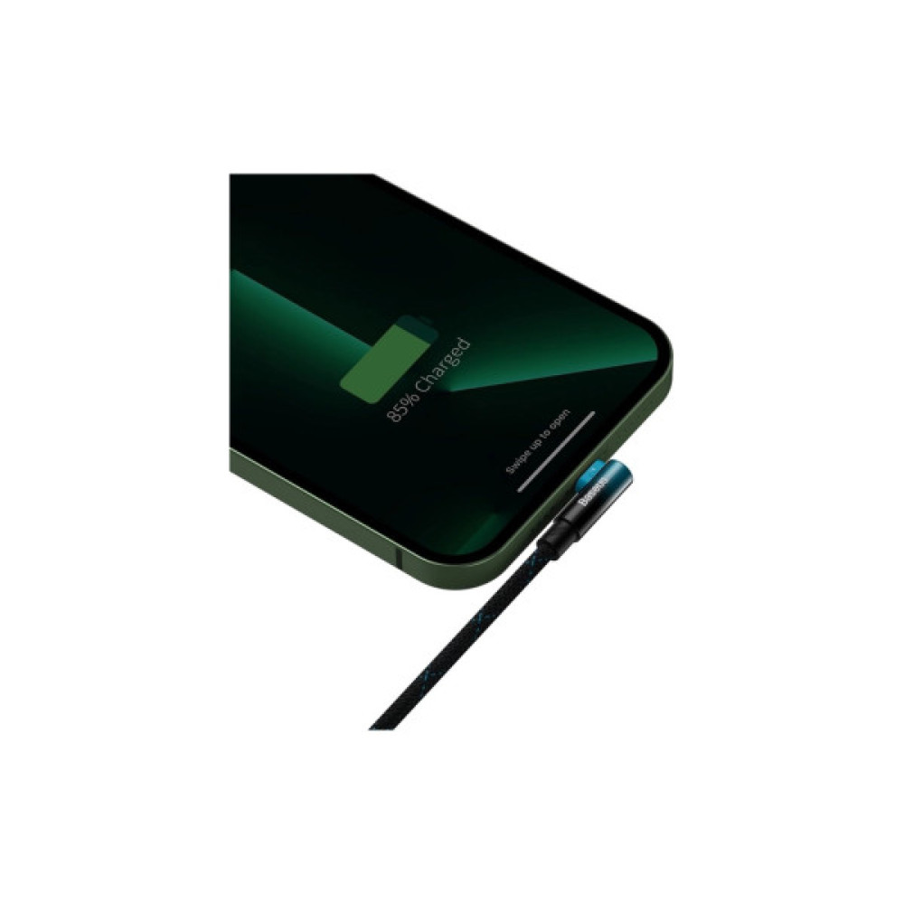 Дата кабель USB 2.0 AM to Lightning 2.0m 2.4A 90° corner black/blue Baseus (CAVP000121)