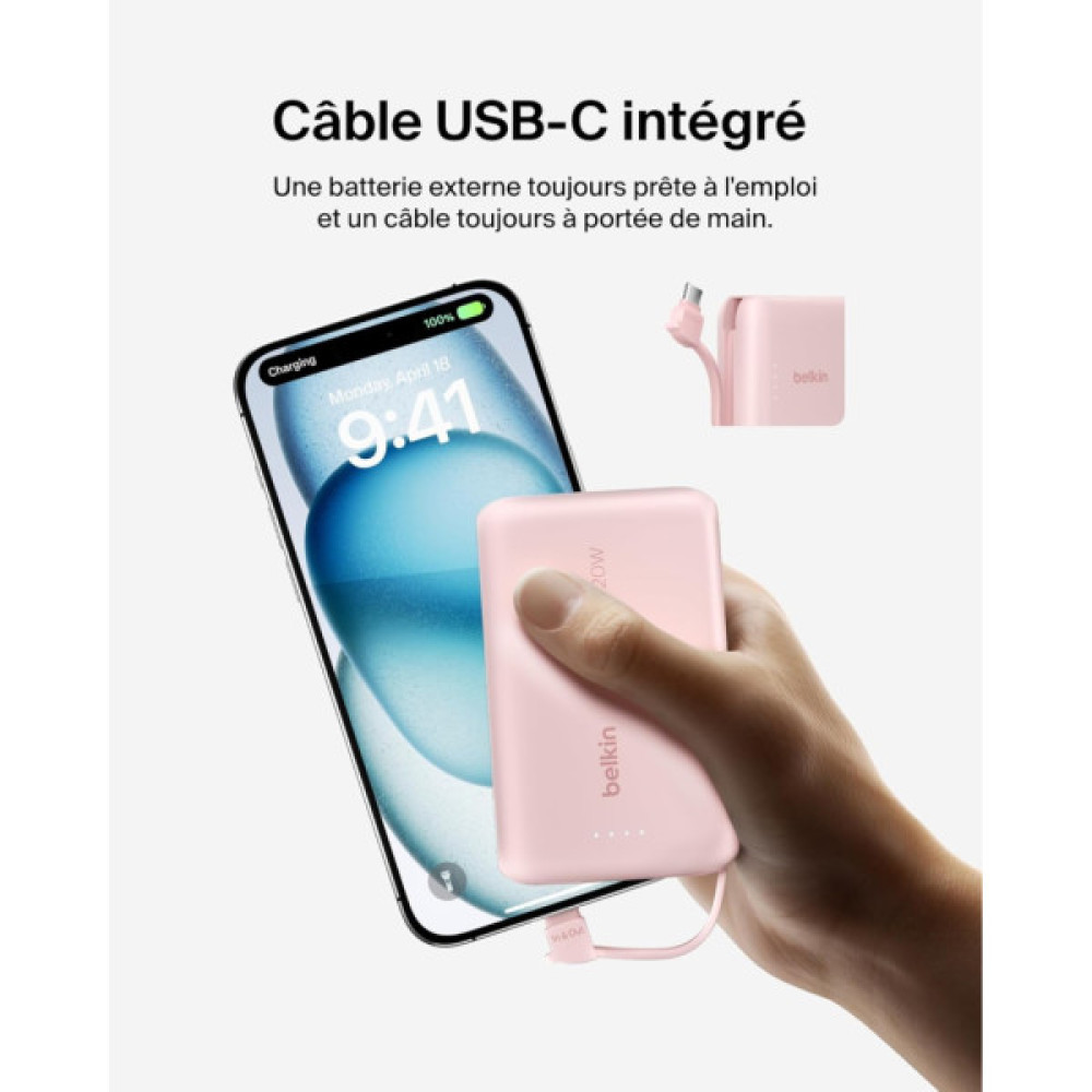 Батарея універсальна Belkin 10000mAh, 20W, USB-C, Pink (BPB021HQPK)