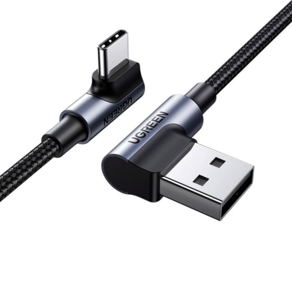Дата кабель USB 2.0 AM to USB-C 3.0m 3A 90° corner US176 black Ugreen (70875)