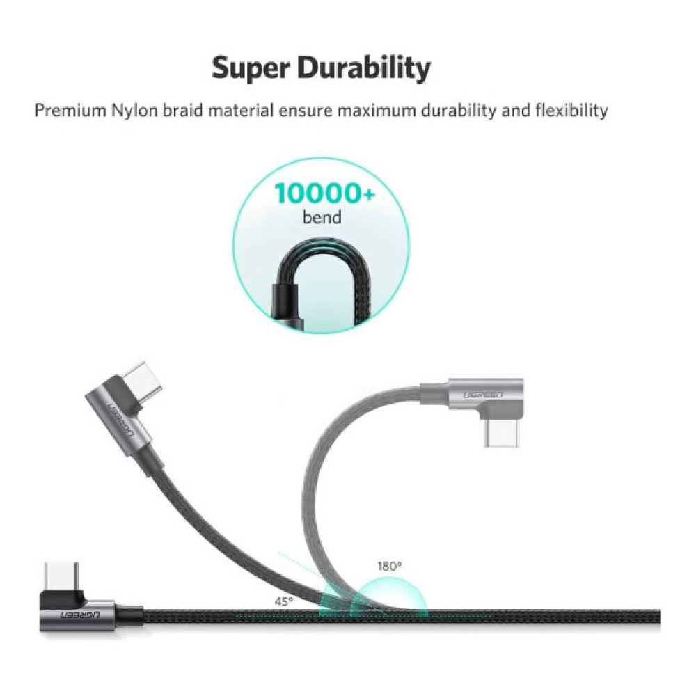 Дата кабель USB 2.0 AM to USB-C 3.0m 3A 90° corner US176 black Ugreen (70875)