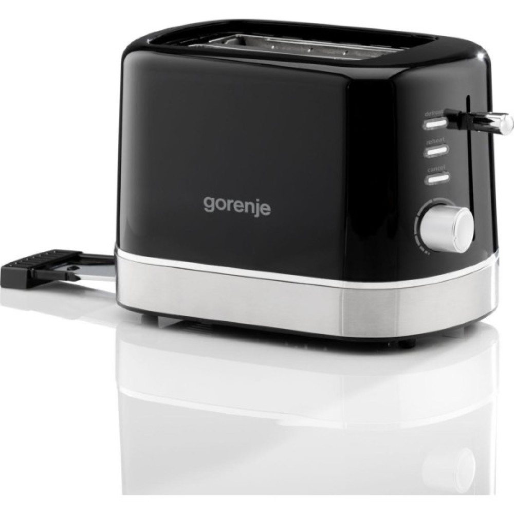 Тостер Gorenje 850Вт, підігрів, розморожування, пластик, чорний