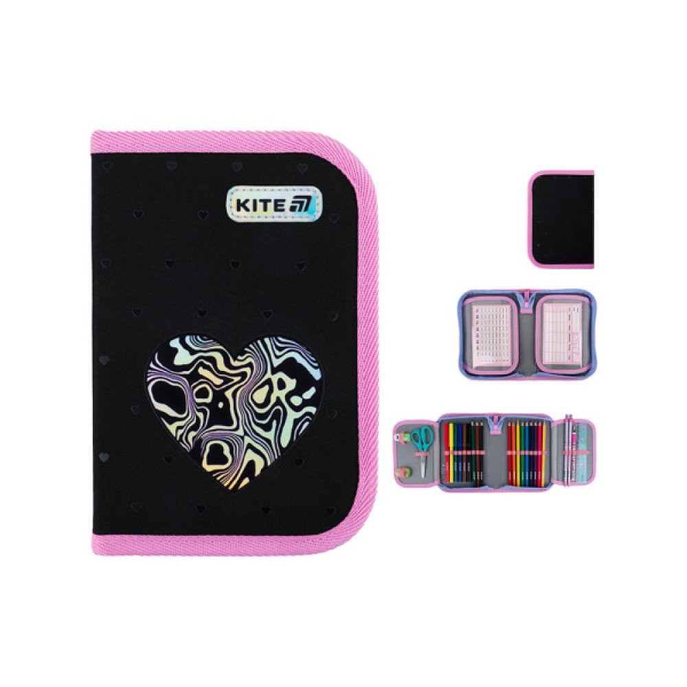 Пенал Kite Love is 622, з наповненням, 1 відділення, 2 відвороти (K25-622H-3)